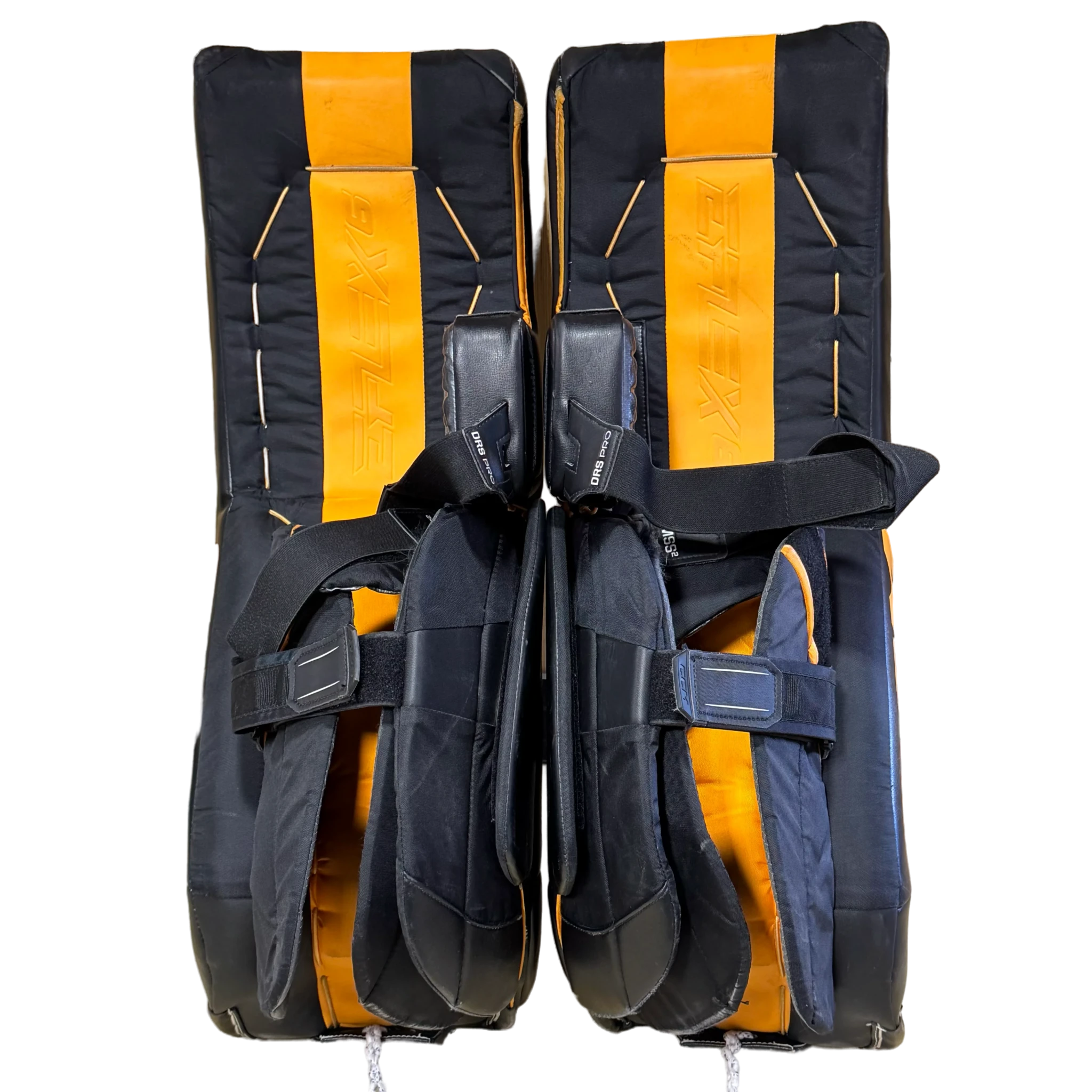 CCM Extreme Flex 6 - Jambières de gardien de but Pro Stock d'occasion (blanc/vert/jaune/noir)